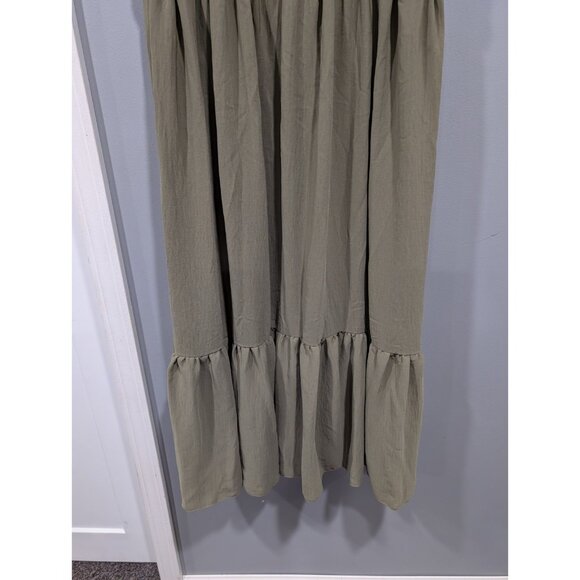 ASOS Design Women's Sleeveless Tiered Dress Olive Green Midi Elastic Waist Sz 18 - Picture 3 of 16